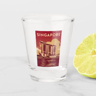 Vintage Travel Singapur City Retro Landschaftlich Schnapsglas