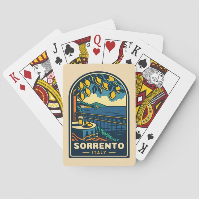 Vintage Travel Sorrento Italien Küstenstreifen Lan Spielkarten (Rückseite)