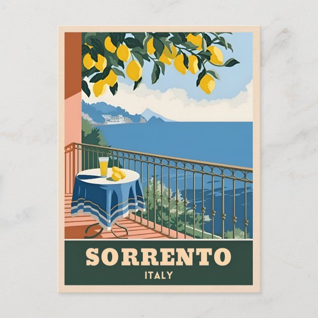 Vintage Travel Sorrento Italien Seaside Retro Postkarte (Vorderseite)