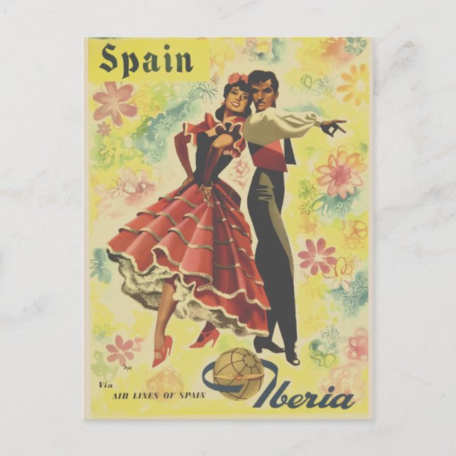 Vintage Travel Spain Dancers Feiertagspostkarte (Vorderseite)