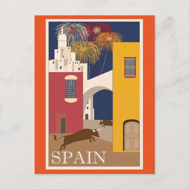 Vintage Travel Spanien Postkarte (Vorderseite)