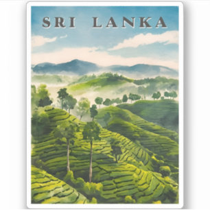 Vintage Travel Sri Lanka Ceylon Tea Plantation Aufkleber