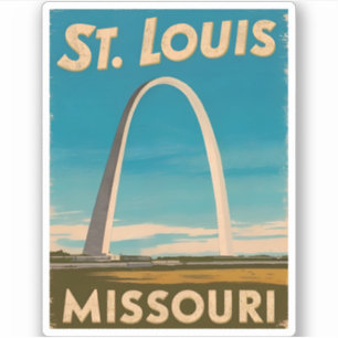 Vintage Travel St Louis Gateway Arch Retro Landsch Aufkleber