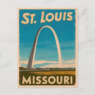 Vintage Travel St Louis Gateway Arch Retro Landsch Postkarte