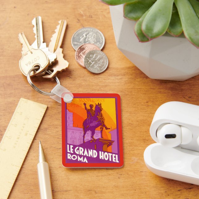 Vintage Travel, Statue Le Grand Hotel Roma, Italie Schlüsselanhänger (Schreibtisch)