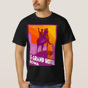 Vintage Travel, Statue Le Grand Hotel Roma, Italie T-Shirt