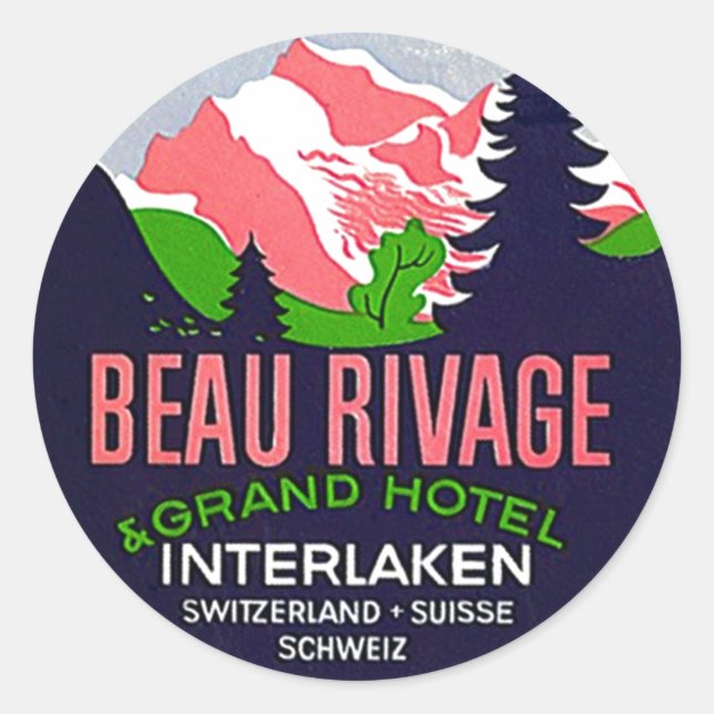 Vintage Travel Stickers Interlaken Schweiz Alp (Vorderseite)