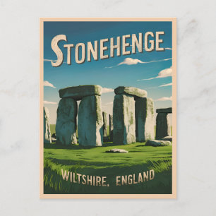 Vintage Travel Stonehenge England Retro Graphic Postkarte