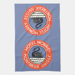 Vintage Travel, Swan Bird Hotel Monney Schweiz Küchentuch