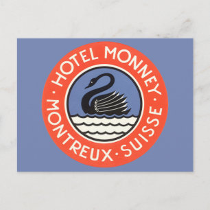 Vintage Travel, Swan Bird Hotel Monney Schweiz Postkarte