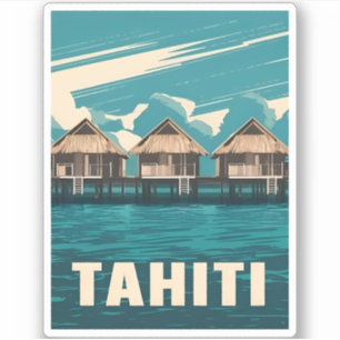 Vintage Travel Tahiti Seaside Retro Graphic Aufkleber