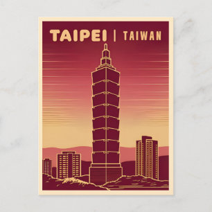 Vintage Travel Taipei 101 Taiwan Retro Landschaftl Postkarte