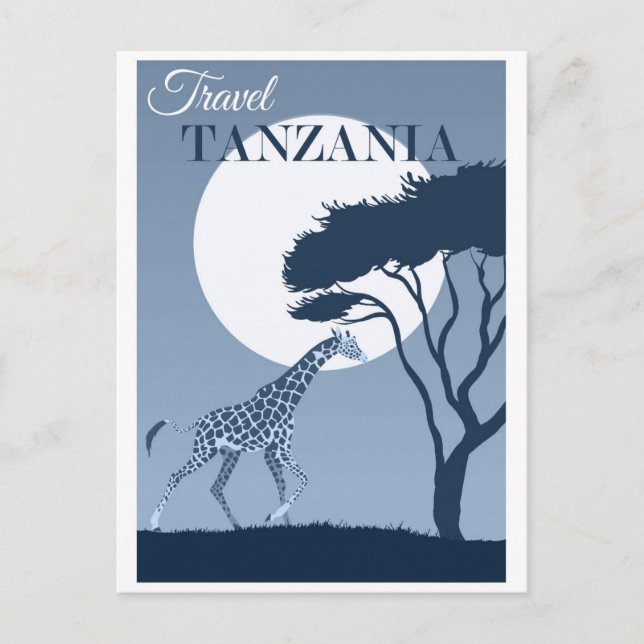 Vintage Travel Tansania Afrika Giraffe Postkarte (Vorderseite)