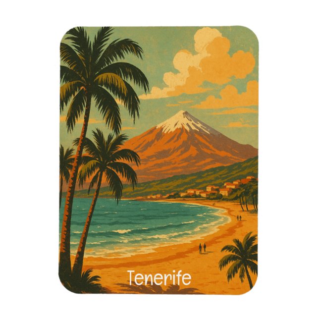Vintage Travel Tenerife Canary Island Mount Teide  Magnet (Vertikal)