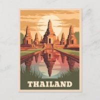 Vintage Travel Thailand Buddhist Tempel Sunset