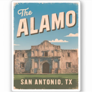 Vintage Travel The Alamo Texas Retro Graphic Aufkleber