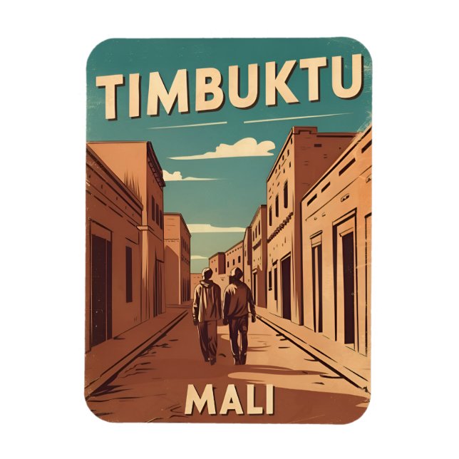 Vintage Travel Timbuktu Mali Africa Retro Graphic Magnet (Vertikal)