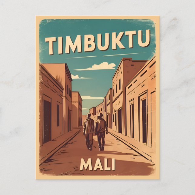 Vintage Travel Timbuktu Mali Africa Retro Graphic Postkarte (Vorderseite)