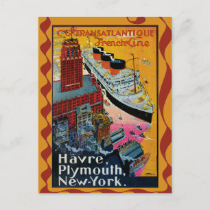 Vintage Travel - Transatlantische französische Lin Postkarte