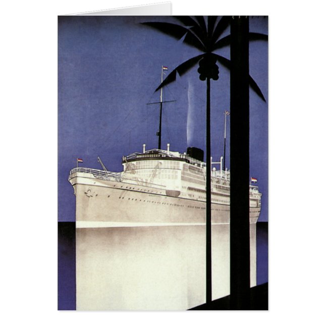 Vintage Travel Tropical Cruise Ship and Palm Trees (Vorne)