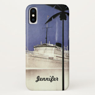 Vintage Travel Tropical Cruise Ship and Palm Trees Case-Mate iPhone Hülle