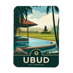 Vintage Travel Ubud Bali Indonesia Retro Landschaf Magnet