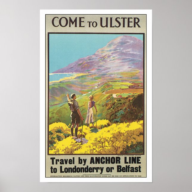 Vintage Travel Ulster Irland Poster (Vorne)