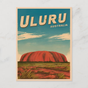 Vintage Travel Uluru Australien Retro Landschaftli Postkarte