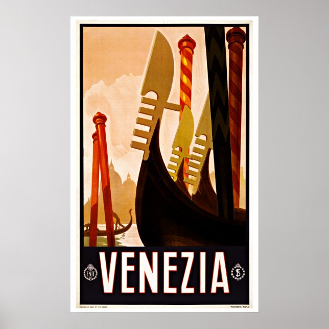 Vintage Travel Venezia Italien Gondelbahn Poster (Vorne)
