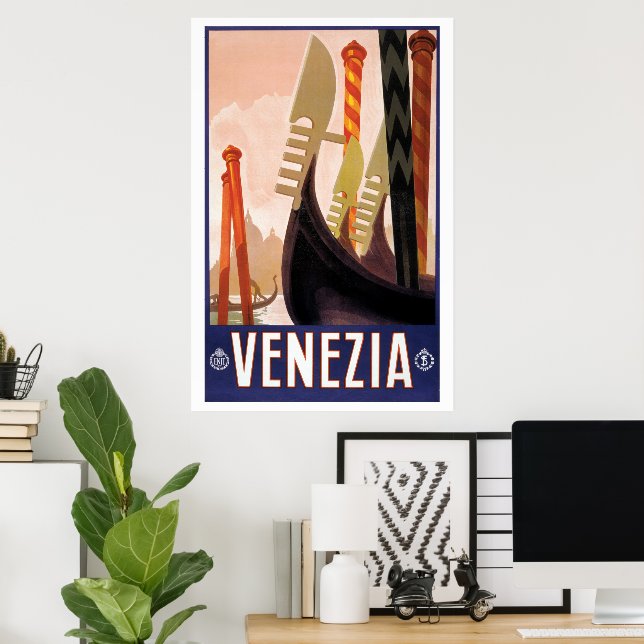 Vintage Travel, Venezia, Venedig, Italien, Gondeln Poster (Heimbüro)