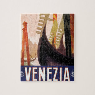 Vintage Travel, Venezia, Venedig, Italien, Gondeln Puzzle