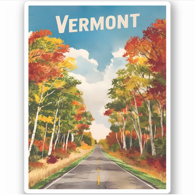 Vintage Travel Vermont Rustikale Landschaft Retro Aufkleber (Vorderseite)