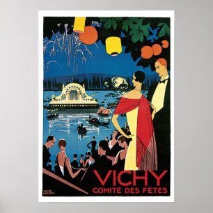 Vintage Travel, Vichy Frankreich Poster