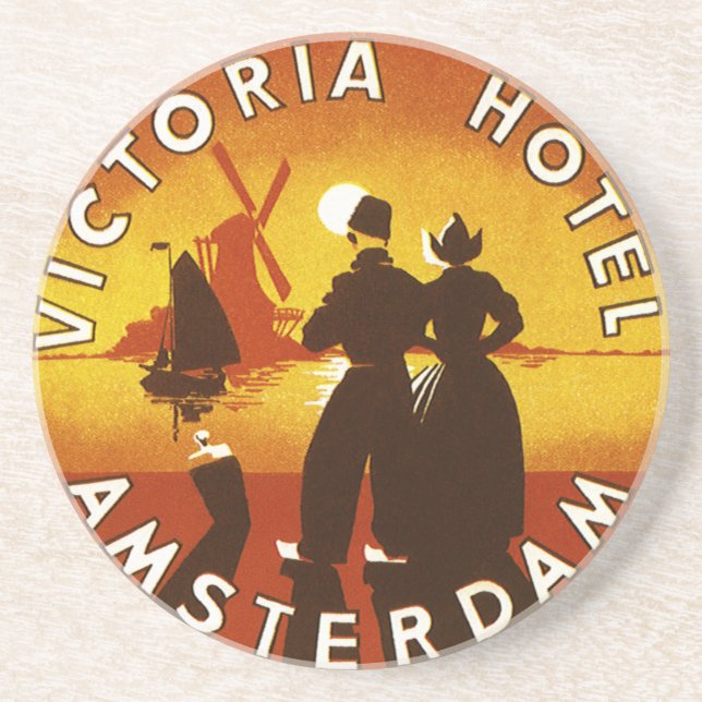 Vintage Travel, Victoria Hotel, Amsterdam, Holland Getränkeuntersetzer (Vorne)