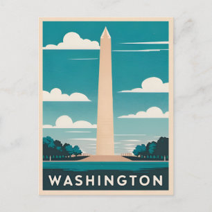 Vintage Travel Washington Monument Retro Graphic Postkarte