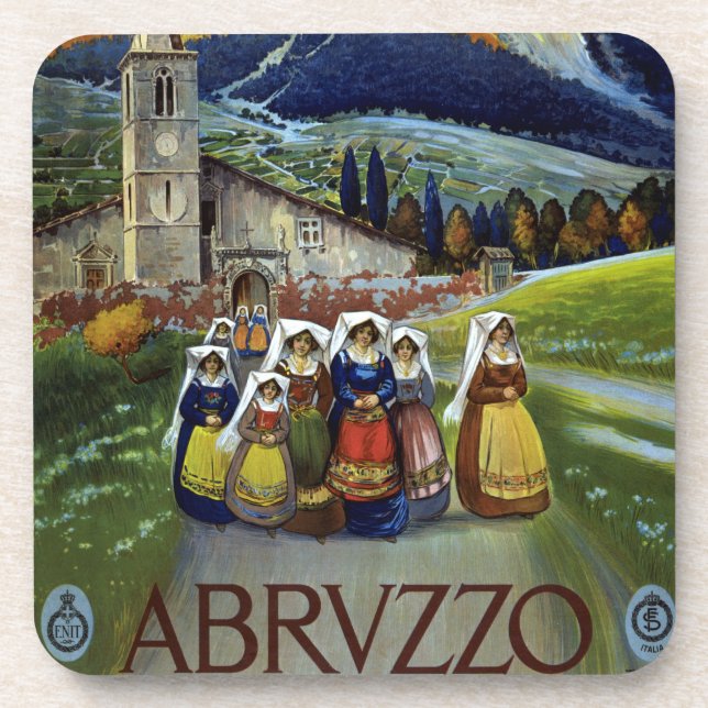 Vintage Travel, Women of Abruzzo, Italien Untersetzer (Vorderseite)