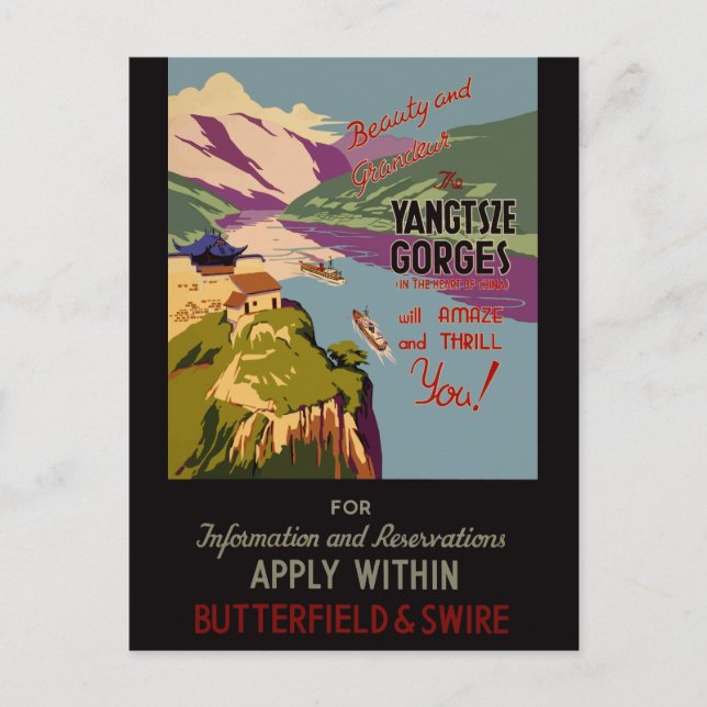 Vintage Travel Yangtsze Schluchten China Postkarte (Vorderseite)