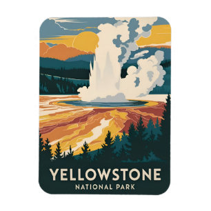 Vintage Travel Yellowstone Nationalpark Landschaft Magnet