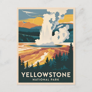 Vintage Travel Yellowstone Nationalpark Landschaft Postkarte