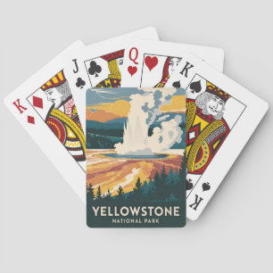 Vintage Travel Yellowstone Nationalpark Landschaft Spielkarten