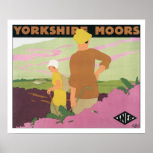 Vintage Travel Yorkshire Moors England Poster
