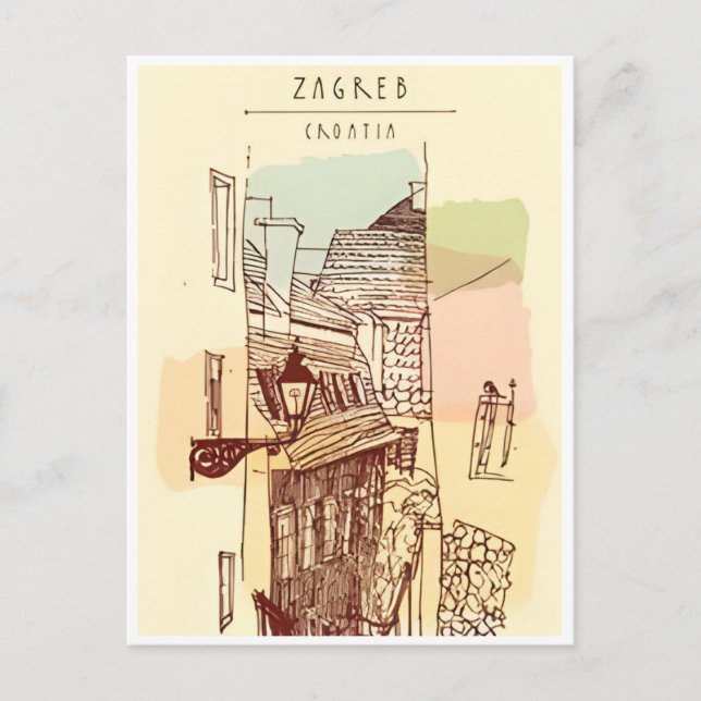 Vintage Travel Zagreb Kroatien Stadtrundgang Postkarte (Vorderseite)
