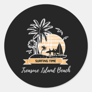 Vintage Treasure Island Strandliebhaber Palmen Umg Runder Aufkleber