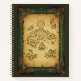 Vintage Treasure Map & Mythical Sea Creature Notizbuch