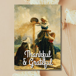 Vintage Trendy Grateful and Thankful Harvest Feiertagskarte