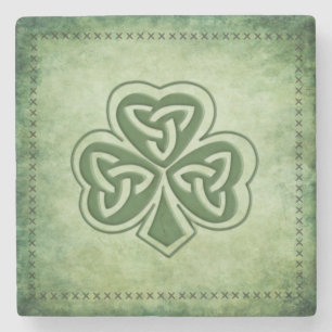 Vintage trendy Grundge irischer Shamrock Steinuntersetzer