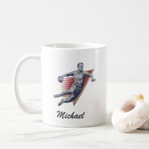 Vintage Trendy Moderner Handballspieler Personalis Kaffeetasse