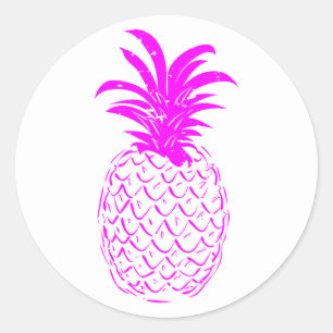 Vintage Trendy Tropisches Rosa Ananas Runder Aufkleber