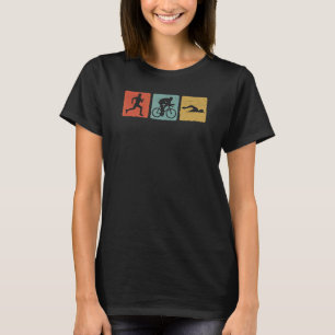 Vintage Triathlon Box Biker Läufer Schwimmer Radfa T-Shirt