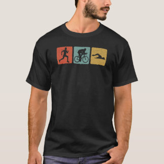 Vintage Triathlon Box Biker Läufer Schwimmer Radfa T-Shirt
